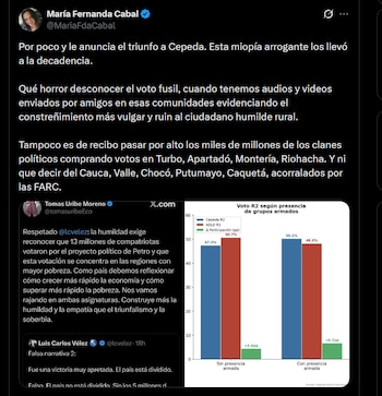 María Fernanda Cabal - crédito @MariaFdaCabal/X