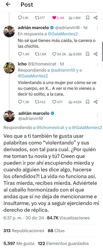 Adrián Marcelo reaccionó al reto