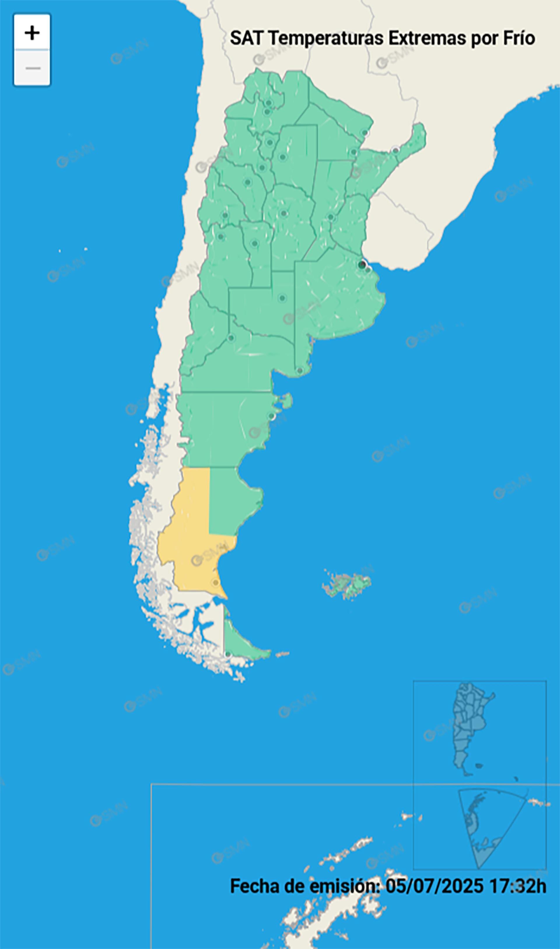 Aviso de frío extremo en Santa Cruz.