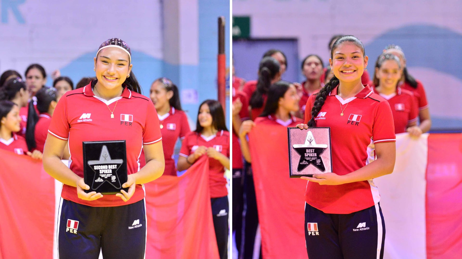 Fernanda Pinto y Valentina Valera fueron elegidas como las mejores atacantes de la Copa Panamericana Sub 17 de Vóley 2026. Crédito: NORCECA