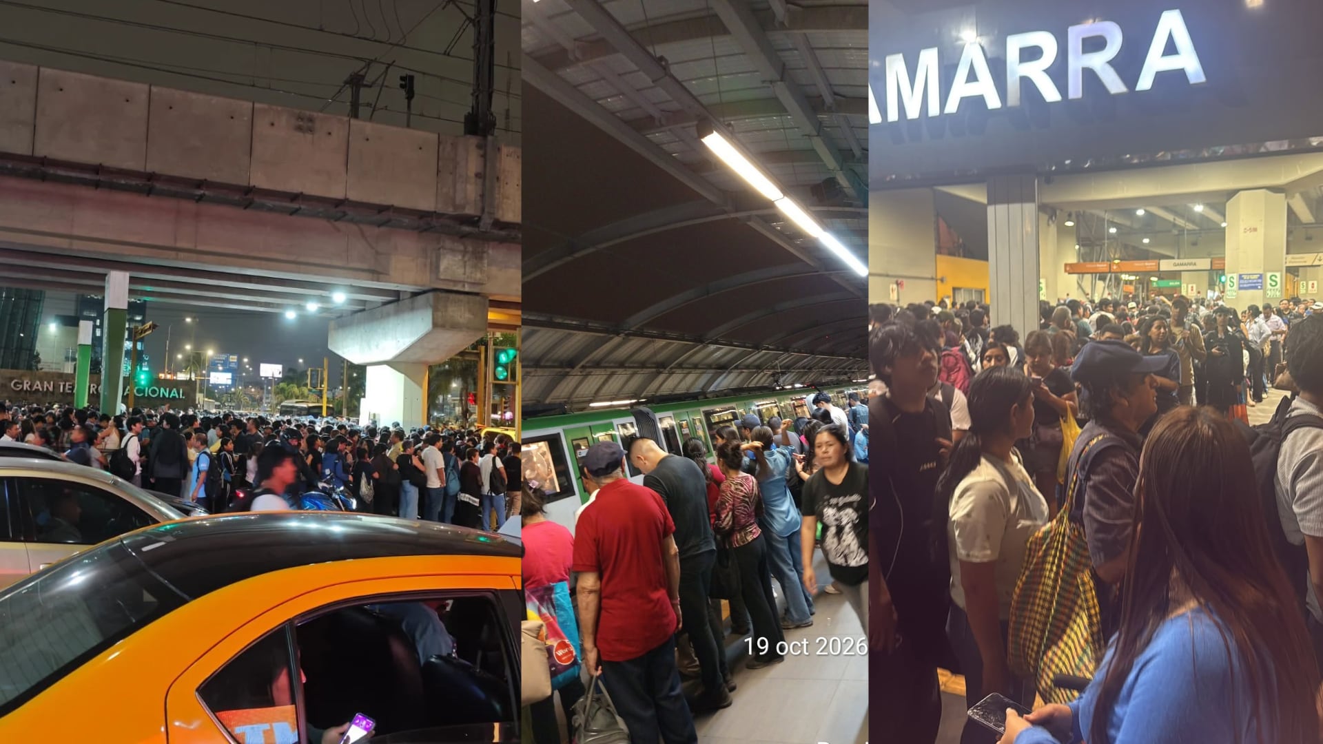 usuarios reportaron inconvenientes en la operación de la Línea 1 del Metro de Lima. Composición. Infobae