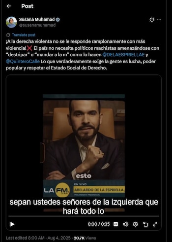 Susana Muhamad se despachó en