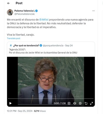 Paloma Valencia compartió un