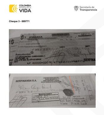 Los cheques mencionados en el