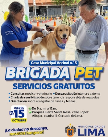La campaña incluirá desparasitación interna y externa para contribuir al bienestar de los animales de compañía - Créditos: Municipalidad de Lima.