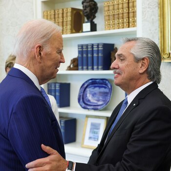 El saludo previo a la reunión a solas en la Casa Blanca (Presidencia de la Nación)