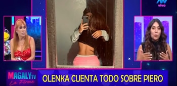 Olenka Mejía muestra foto juntos y pruebas de depósitos que confirmaría su relación con Piero Quispe. Infobae Perú / Captura TV - Magaly TV La Firme