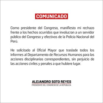 Comunicado del titular del Parlamento