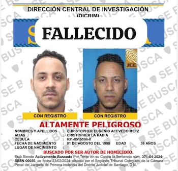 Christopher Eugenio Acevedo Metz, alias La Rabia, murió en un presunto enfrentamiento con la Policía Nacional en Santiago. (Foto cortesía Policía Nacional)