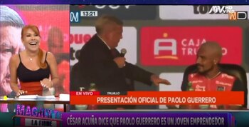 Magaly Medina se burló del discurso de César Acuña a Paolo Guerrero. (Captura: Magaly TV La Firme)