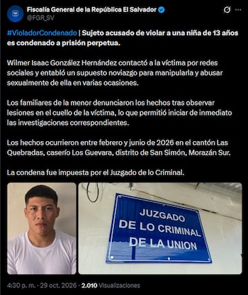 Un juzgado de Morazán declaró culpable a un hombre que se acercó a una menor de 13 años a través de redes sociales. La manipulación duró meses antes de que la familia advirtiera las señales.
