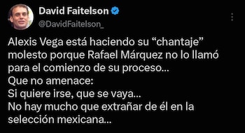David Faitelson afirmó que no hay demasiado que extrañar de Alexis Vega en la Selección Mexicana (captura de pantalla)