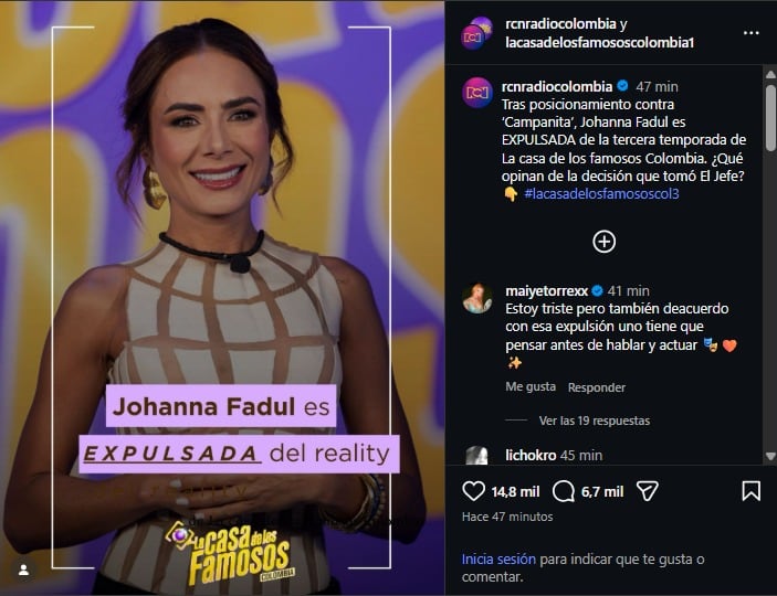 Johanna Fadul es expulsada de