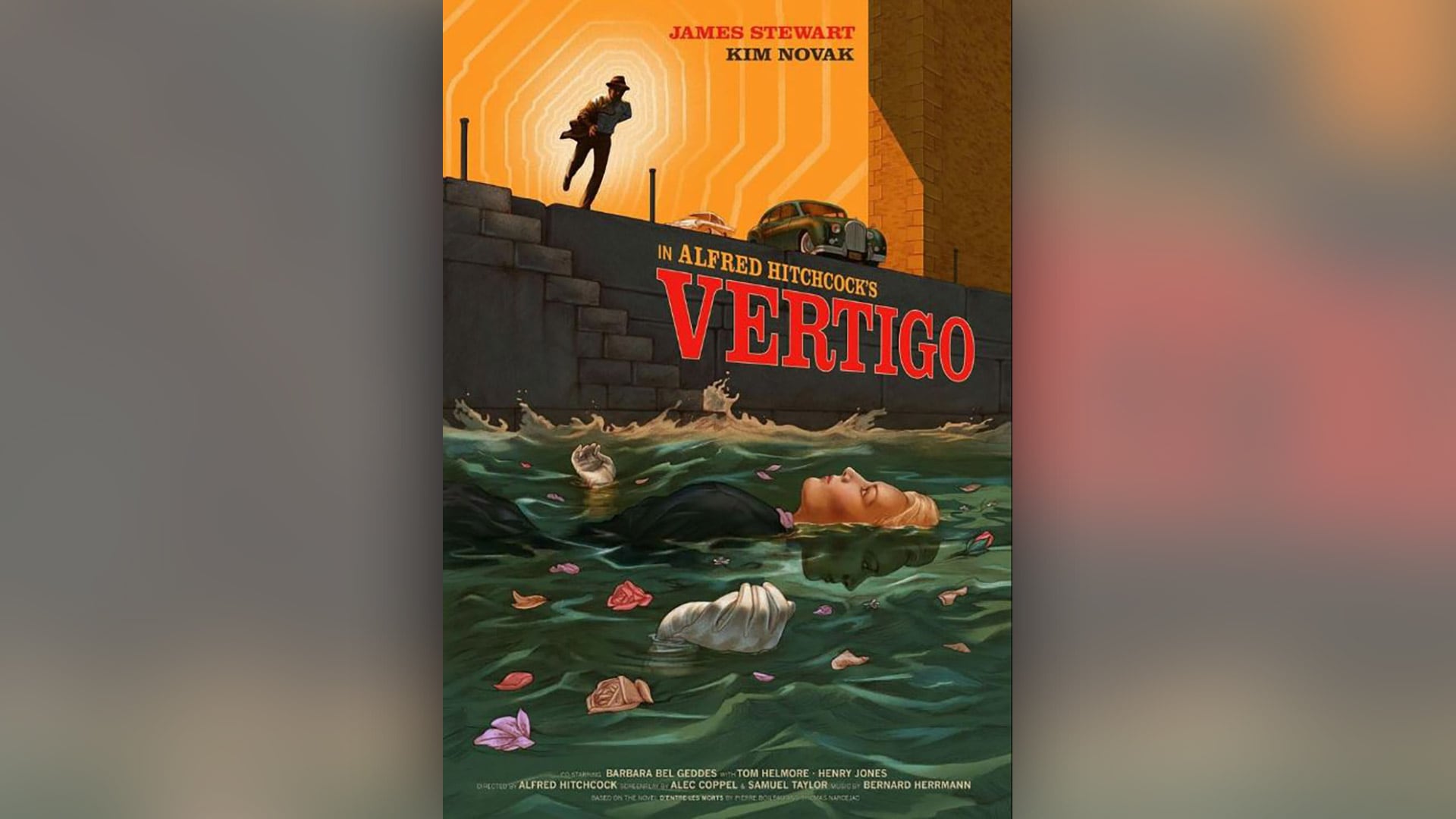 Afiche de la película Vértigo. “Mi querida, no todo tiene que tener sentido en un misterio”, le dijo el director a Kim Novak, ante algún cuestionamiento de la actriz sobre la trama