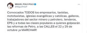 Trino publicado por Miguel Polo Polo en sus redes sociales