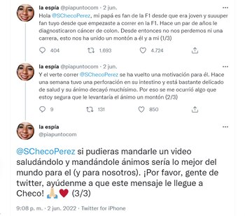 Checo Pérez mandó un saludo