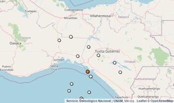 Temblor reportado en Chiapas.
(SSN)