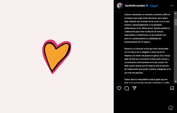 Parte del comunicado de Benito