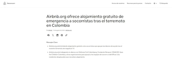 Airbnb.org anunció la activación de su programa de alojamiento de emergencia para apoyar a los equipos que atienden a las comunidades afectadas por el terremoto - crédito Airbnb