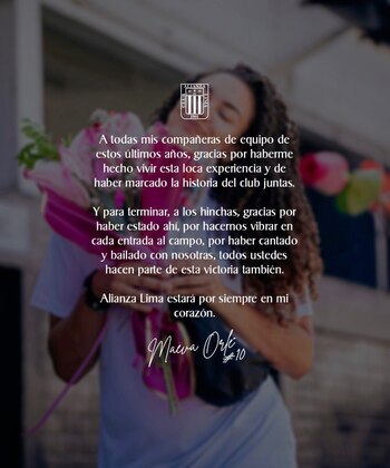 Maëva Orlé se dirigió a los hinchas de Alianza Lima en su mensaje de despedida.