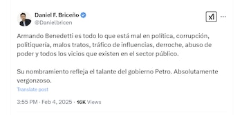 El concejal Daniel Briceño criticó