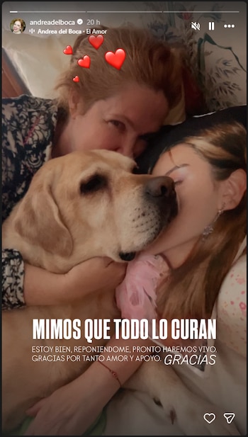 El mensaje de Andrea del Boca destacó que se encuentra bien y agradeció el cariño y el apoyo recibidos tras la caída en el reality (Instagram)