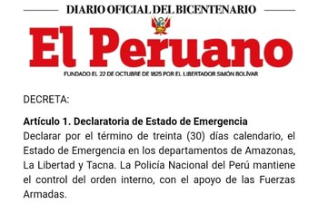 Estado de Emergencia en Tacna,