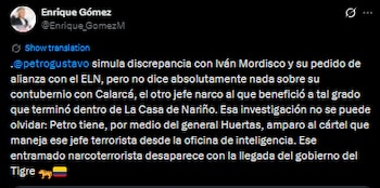 Enrique Gómez acusa a Gustavo