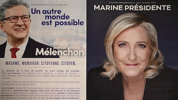 Le Pen y Mélenchon ya copan la segunda vuelta presidencial en Francia, según un sondeo
