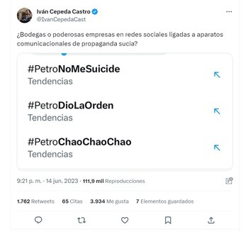 Iván Cepeda, Gustavo Bolívar, Rusinque y Hernández, aliados de Gustavo Petro, lo defendieron por reciente escándalo. Twitter.
