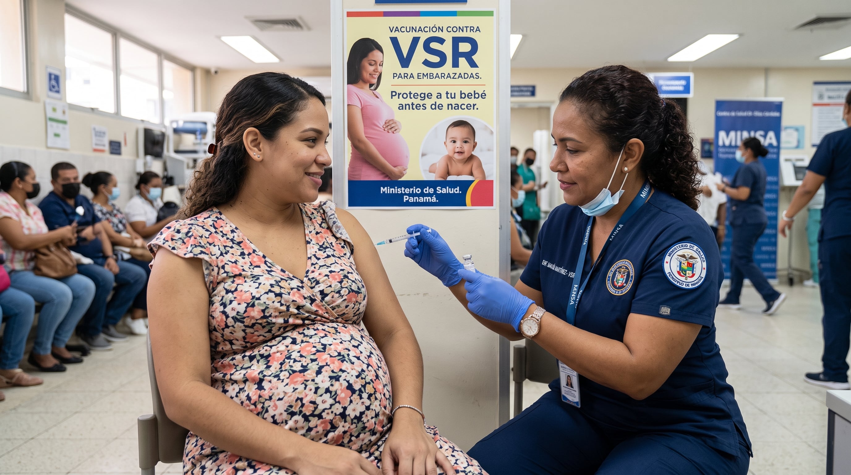 Una enfermera administra la vacuna contra el virus sincitial respiratorio a una mujer embarazada en un centro del Ministerio de Salud en Ciudad de Panamá. (Imagen Ilustrativa Infobae)