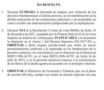 Resolución del TC.