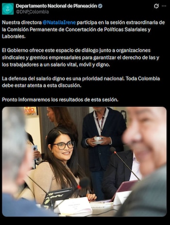 Directora de Planeación participa en sesión clave sobre salario vital y condiciones laborales - crédito @DNP_Colombia
