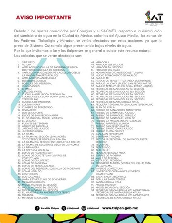 La alcaldía publicó una lista