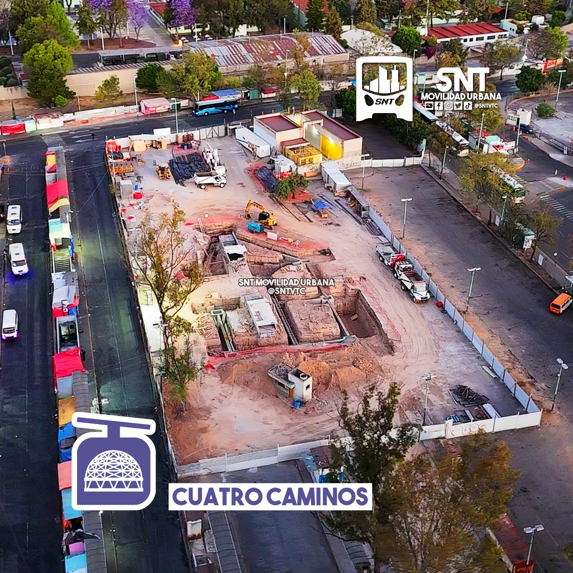 Así van los avances en la futura estación Cuatro Caminos del Mexicable. Foto: X/@SntVTC.