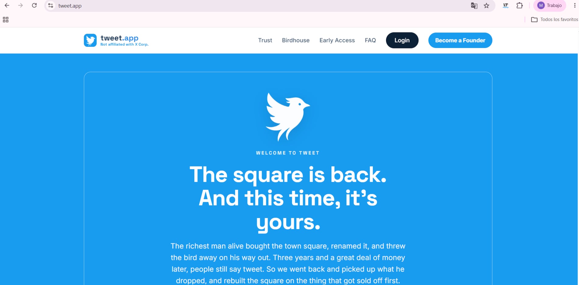 La empresa emergente había iniciado sus actividades con la denominación Twitter.now. (Tweet.app)
