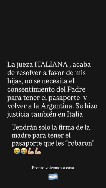 Posteo de Wanda Nara tras la resolución en Italia