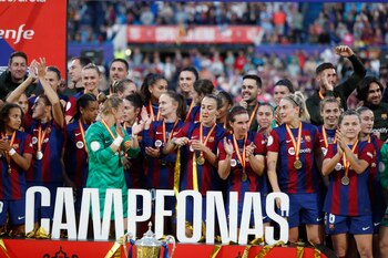 Las jugadoras del Barcelona tras