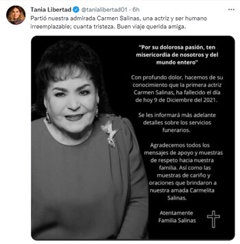 Tania Libertada se despide de