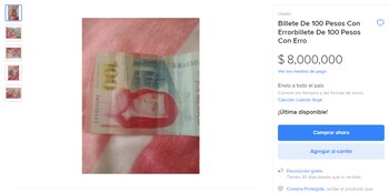 Billete 100 pesos (Mercado Libre)