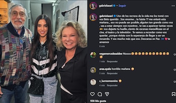 Captura de pantalla de Instagram mostrando una foto de un hombre mayor con gafas, una mujer joven de cabello oscuro y una mujer rubia, todos sonriendo