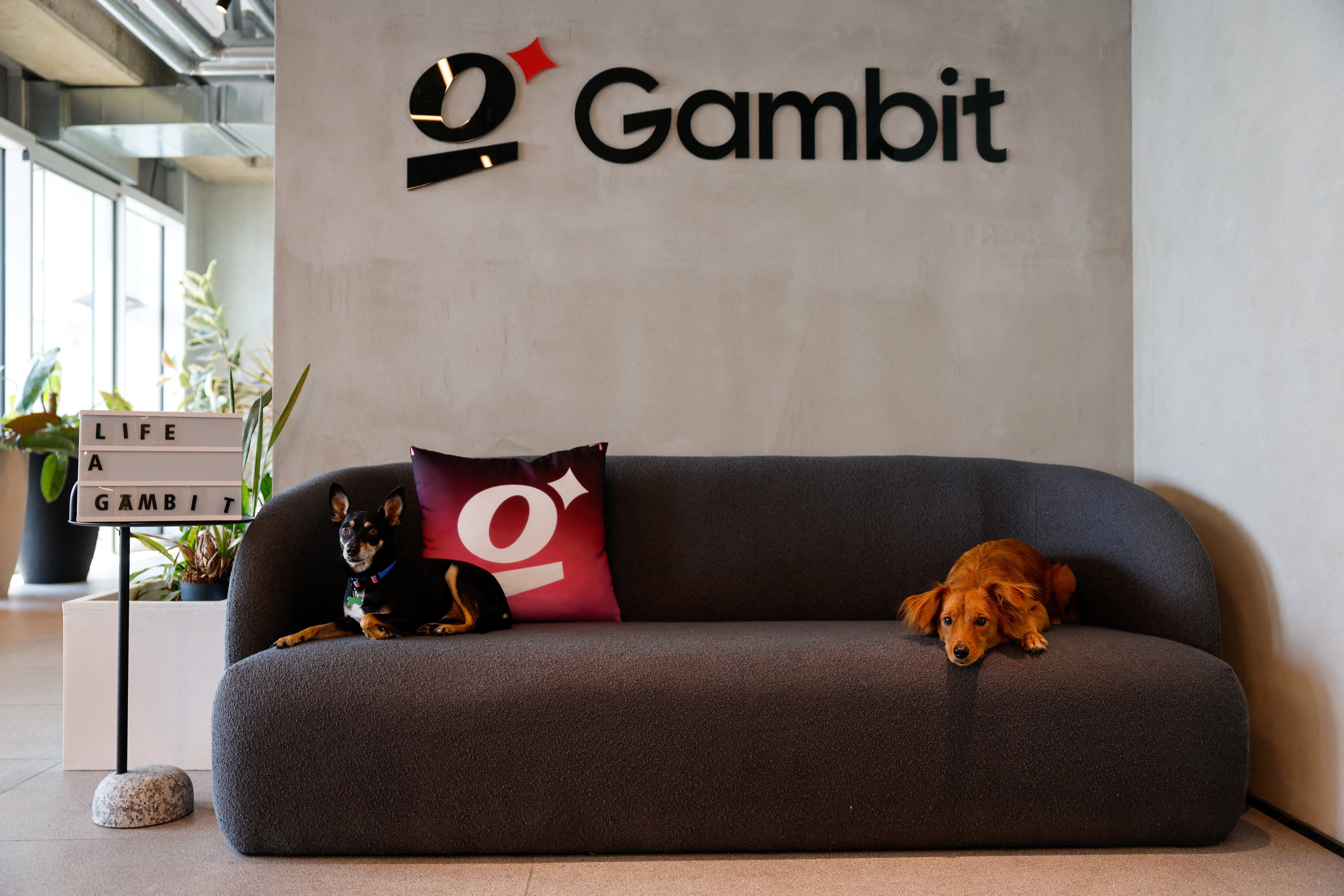 El logo de la firma de ciberseguridad israelí Gambit Security, en sus oficinas de Tel Aviv (REUTERS/Amir Cohen)