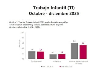 El trabajo infantil se concentra, en mayoría, en centros poblados y rural disperso - crédito Dane