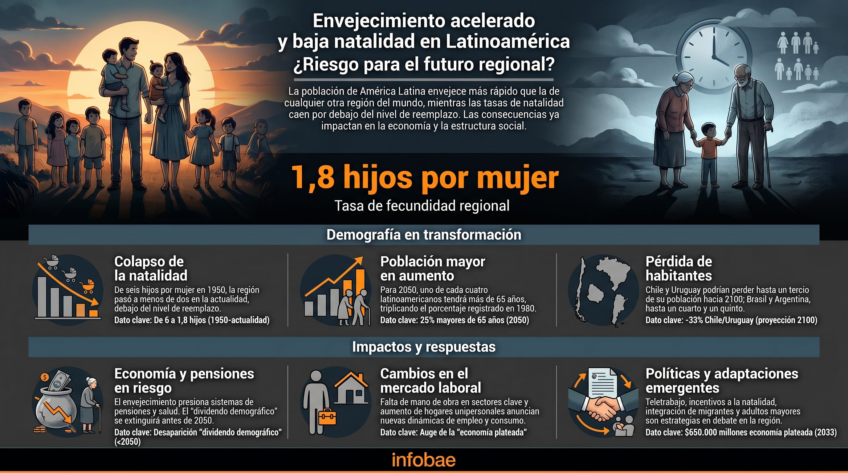 América Latina enfrenta una tasa de fecundidad de 1,8 hijos por mujer, cifra inferior al nivel de reemplazo poblacional recomendado