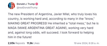 El posteo de Trump en