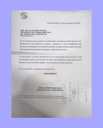 Carta de renuncia a la
