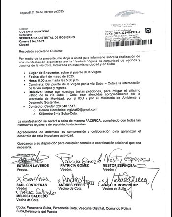 La notificación de la Veeduría