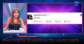 Hugo García e Isabella Ladera aparecen separados y Magaly Medina habla de “problemas en el paraíso”. Captura: Magaly TV La Firme.