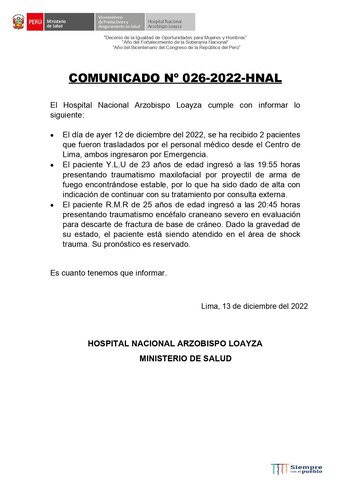 Comunicado Hospital Loayza