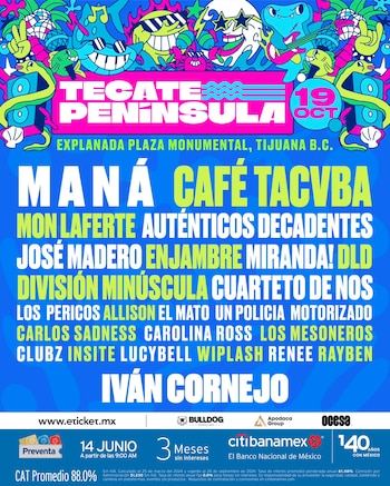 Tecate Península cartel oficial. (Ocesa)